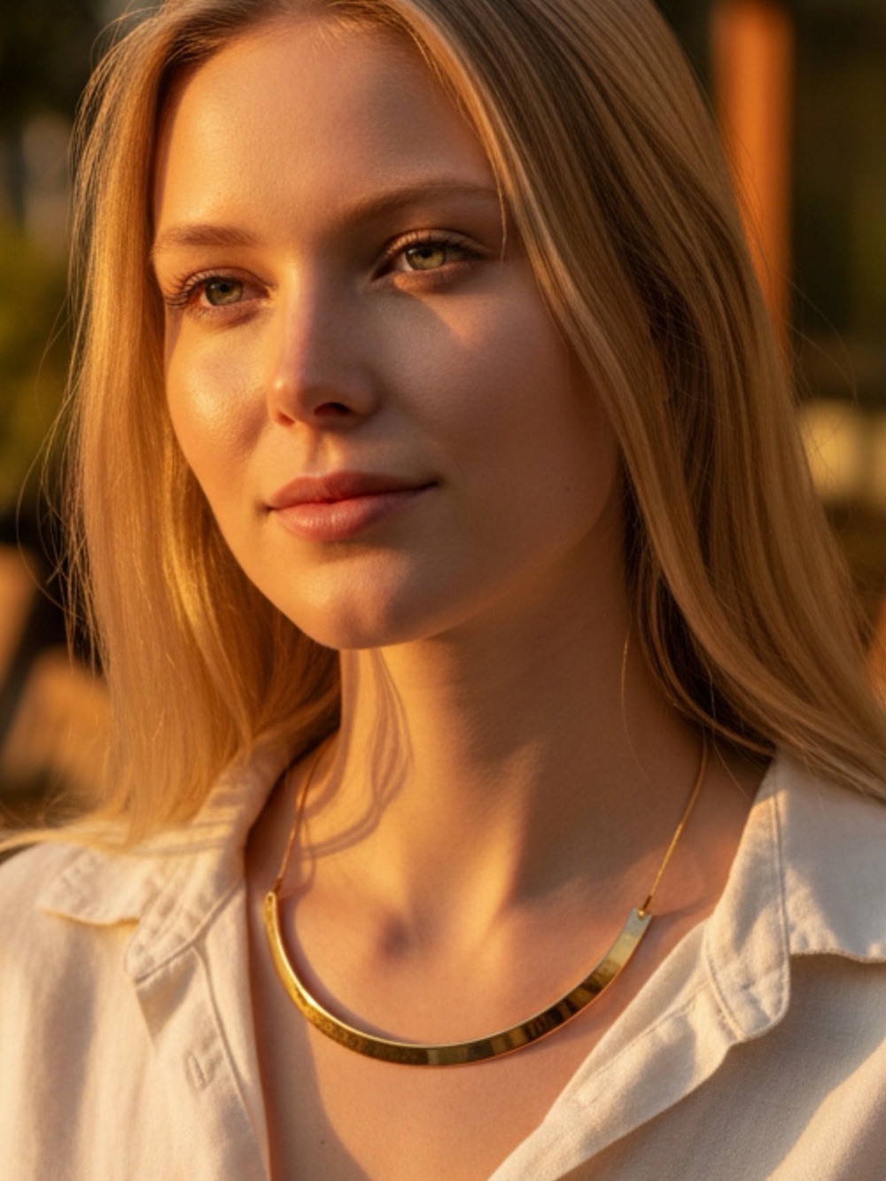 Elegant Gold Curved Bar Necklace - Women Jewelry